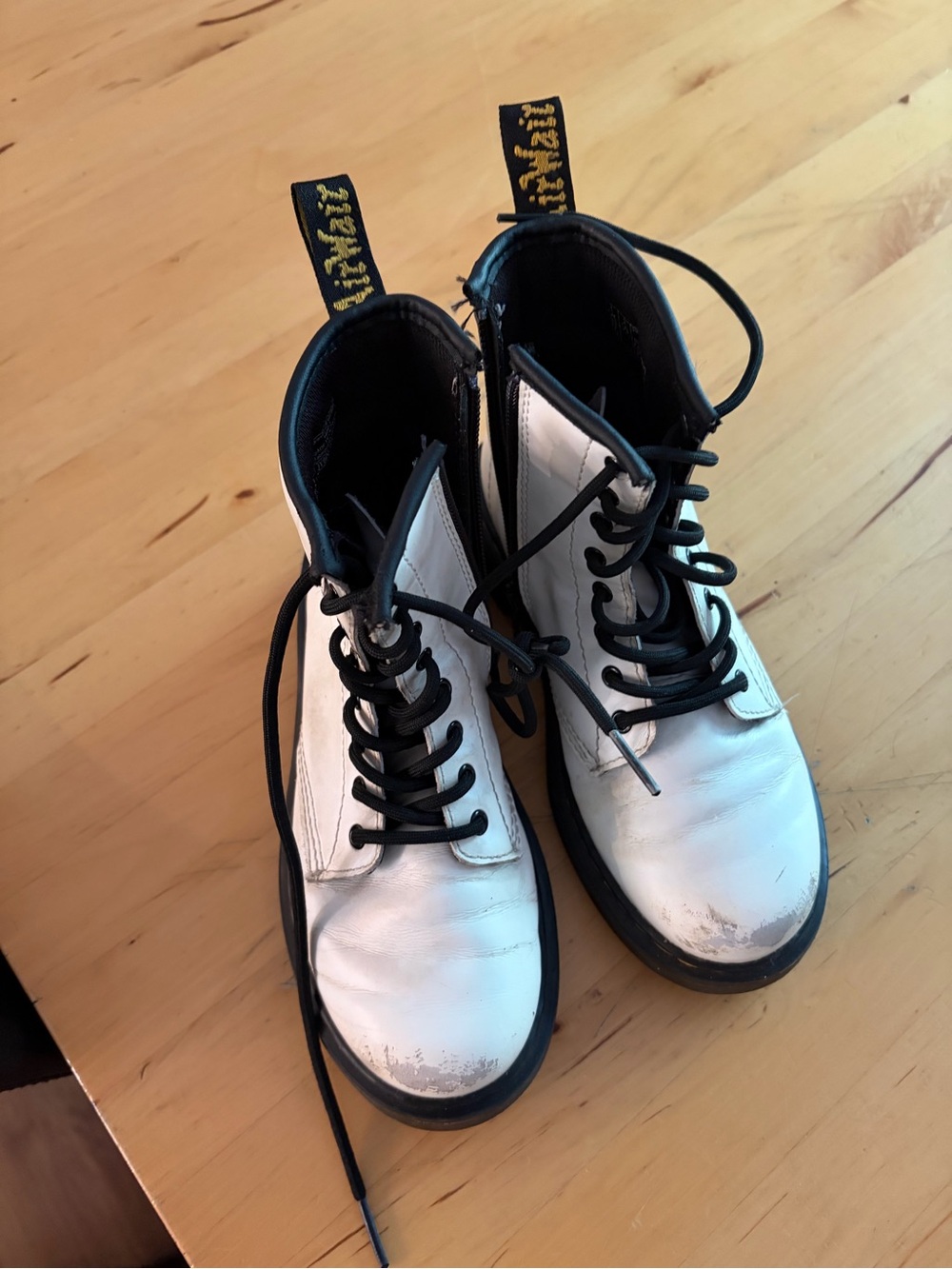 Dr. Martens White and Black Lace-Up Boots